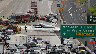 Small Plane Crashes Into Traffic On The 405 Freeway